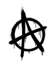 Sprayed anarchy symbol with overspray in black over white. Vector illustration. Royalty Free Stock Photo