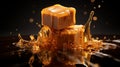 Sprayed Caramel Cubes: A Hyper-detailed Rendering Of Luxurious Opulence