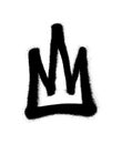 Sprayed crown with overspray in black over white. Vector illustration. Royalty Free Stock Photo