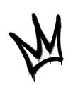 Sprayed crown with overspray in black over white. Vector illustration. Royalty Free Stock Photo