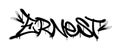 Sprayed Ernest name with overspray in black over white. Vector illustration.