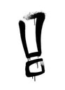 Sprayed exclamation mark with overspray in black over white. Vector illustration. Royalty Free Stock Photo