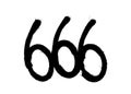 Sprayed 666 font graffiti with overspray in black over white. Vector illustration. Royalty Free Stock Photo