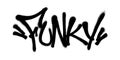 Sprayed funky font graffiti with overspray in black over white. Vector illustration. Royalty Free Stock Photo