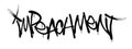 Sprayed impeachment font graffiti with overspray in black over white. Vector illustration.