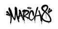 Sprayed march 8 font graffiti with overspray in black over white. Vector illustration.