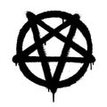 Sprayed pentagram icon font graffiti with overspray in black over white. Vector illustration. Royalty Free Stock Photo