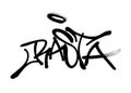 Sprayed rasta font graffiti with overspray in black over white. Vector illustration.