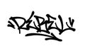 Sprayed rebel font graffiti with overspray in black over white. Vector illustration.