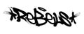 Sprayed Rebels font graffiti with overspray in black over white. Vector illustration.