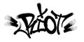 Sprayed riot font graffiti with overspray in black over white. Vector illustration.