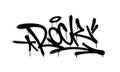 Sprayed rock font graffiti with overspray in black over white. Vector illustration. Royalty Free Stock Photo