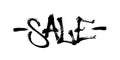 Sprayed sale font with overspray in black over white. Vector illustration.