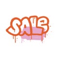 Sprayed sale word in urban graffiti style with overspray with abstract color shape. Vector street art textured Royalty Free Stock Photo