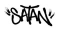 Sprayed satan font graffiti with overspray in black over white. Vector illustration. Royalty Free Stock Photo