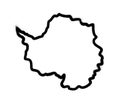 Sprayed silhouette of Antarctica with overspray in black over white. Vector illustration. Royalty Free Stock Photo