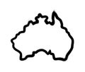 Sprayed silhouette of Australia with overspray in black over white. Vector illustration. Royalty Free Stock Photo