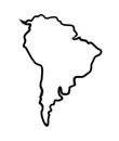 Sprayed silhouette of South America with overspray in black over white. Vector illustration. Royalty Free Stock Photo