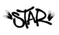 Sprayed star font graffiti with overspray in black over white. Vector illustration. Royalty Free Stock Photo