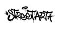 Sprayed street art font graffiti with overspray in black over white. Vector illustration. Royalty Free Stock Photo