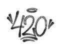 Sprayed 420 tag graffiti with overspray in black over white. Vector illustration.