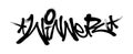 Sprayed winner font with overspray in black over white. Vector illustration.