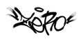 Sprayed zero font with overspray in black over white. Vector illustration. Royalty Free Stock Photo