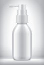 Sprayer bottle on background. White color, Glossy surface version.