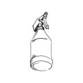 Sprayer bottle. bottom view. black sketch hand drawn closeup isolated on white background