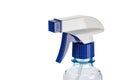 Sprayer Bottle on isolated white background, Blue Plastic Pulverizer. Close-up Royalty Free Stock Photo