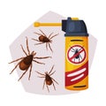 Sprayer Bottle of Mite or Tick Insecticide, Pest Control Service, Detecting and Exterminating Insects Vector