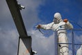 painter spraying the steel beams Royalty Free Stock Photo