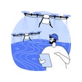 Spraying drone isolated cartoon vector illustrations. Royalty Free Stock Photo