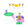 Spraying drone isolated cartoon vector illustrations. Royalty Free Stock Photo