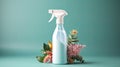 spraying floral air freshener with fresh flowers