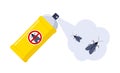 Spraying insecticide on moth. Pest control. Aerosol for bug bite prevention. Vector illustration Royalty Free Stock Photo