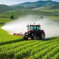 Spraying pesticide with tractor ar agriculture