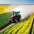 Spraying pesticide with tractor ar agriculture