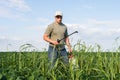 Spraying soybean field Royalty Free Stock Photo