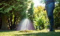 Spraying weeds in the garden. Royalty Free Stock Photo