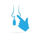 Sprays medicine for allergy in nose and finger icon Royalty Free Stock Photo