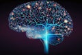 Spread of digital brain connections. Artificial intelligence and the idea of neural networks