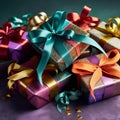 beautifully wrapped gift boxes Royalty Free Stock Photo