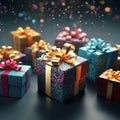 beautifully wrapped gift boxes Royalty Free Stock Photo