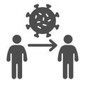 Spread of infection and virus solid icon. Keep distance symbol, glyph style pictogram on white background. Covid-19