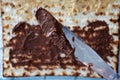 Spread knife full of chocolate