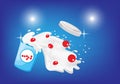 Spread milk from yogurt cup with red cherries, merchandising concept vector illustration