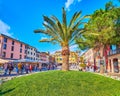 The spread palm on Piazza Giosue Carducci, Sirmione, Italy Royalty Free Stock Photo