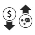 The spread of virus impacts the economy. Stock market down on coronavirus fears, Economy down with coronavirus 2019-nCov, Stock