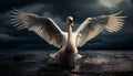 Spread wings, elegance, grace Mute swan generated by AI Royalty Free Stock Photo